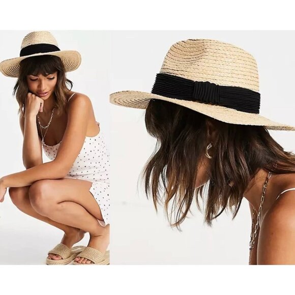& Other Stories straw fedora hat in natural M/56 - Picture 1 of 9